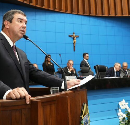 Na Assembleia Legislativa, Eduardo Riedel fala em pacificação e assume compromisso de estar aberto ao diálogo.