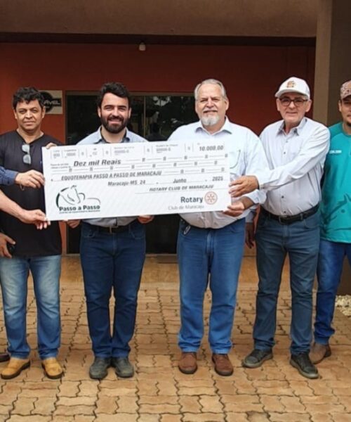 Equoterapia recebe R$ 10 mil do Rotary Clube de Maracaju como doação pela Festa da Linguiça