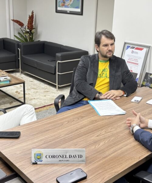 Vereadores Diogo Frizzo e Bruno Barros apresentam demandas de Maracaju ao deputado Coronel David