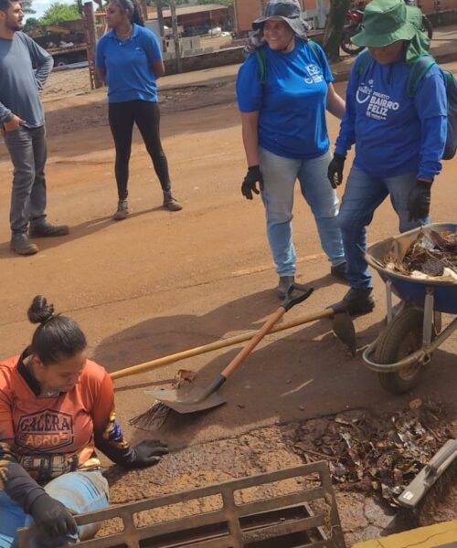 Projeto Bairro Feliz acelera limpeza de ruas de Maracaju após fortes chuvas.